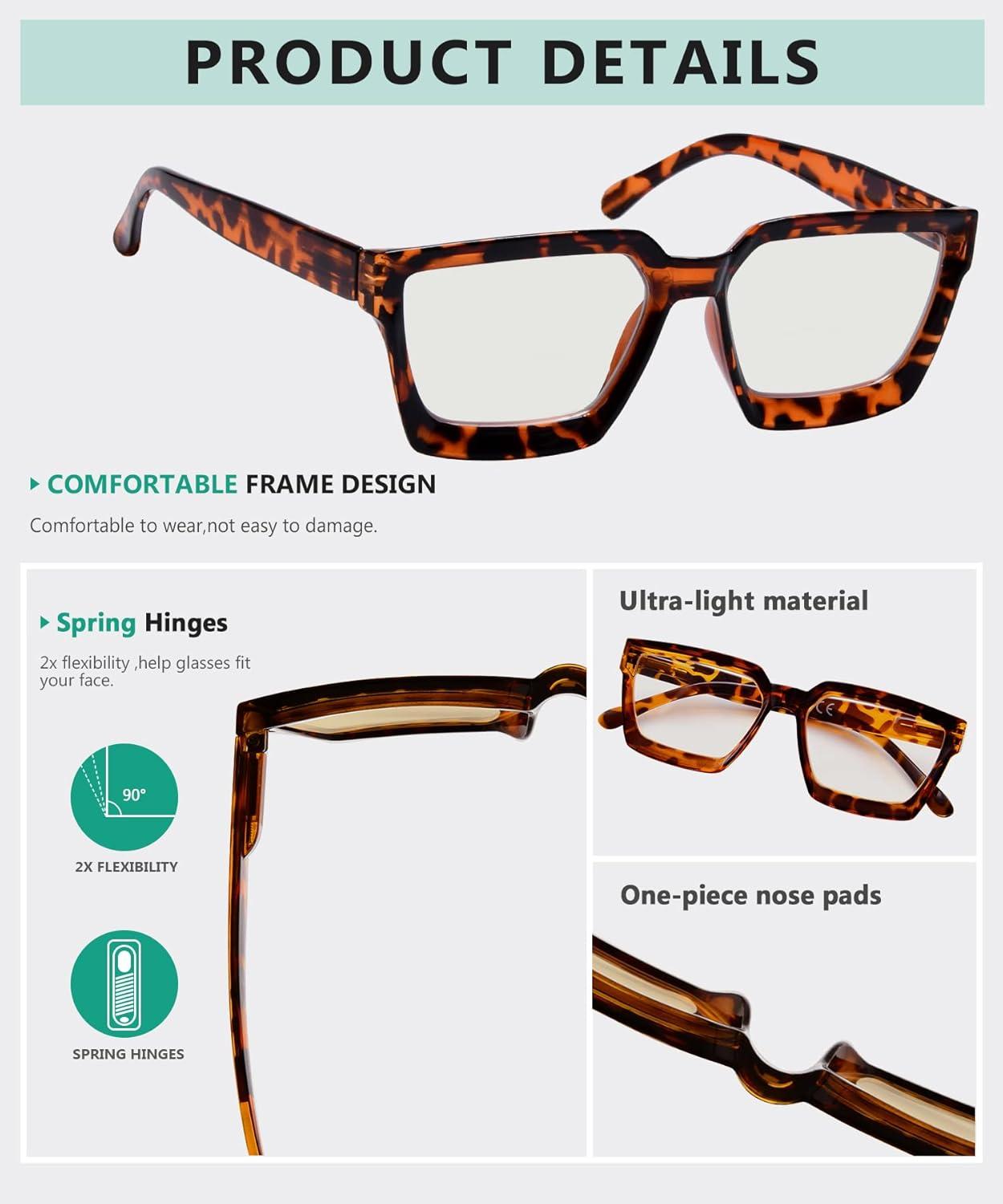 imageEyekepper Multifocus Progressive Computer Readers Women  Noline Trifocal Reading Glasses Blue Light Filter Oversize Frame  Tortoise 150Tortoise