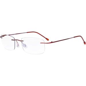 imageEyekepper Frameless Progressive Reading Glasses Rimless Multifocus Readers with Blue Light Filter UV Protection Reader Men Women  Black300Red