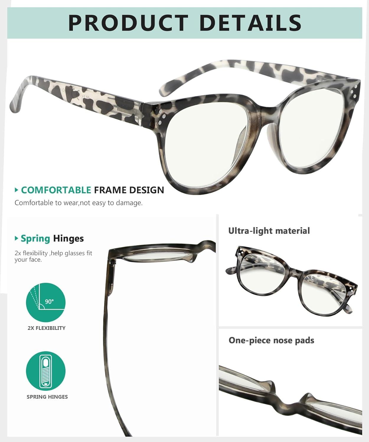 imageEyekepper Blue Light Filter Multifocus Progressive Computer Readers Women  Oversize Noline Trifocal Reading GlassesGrey Tortoise