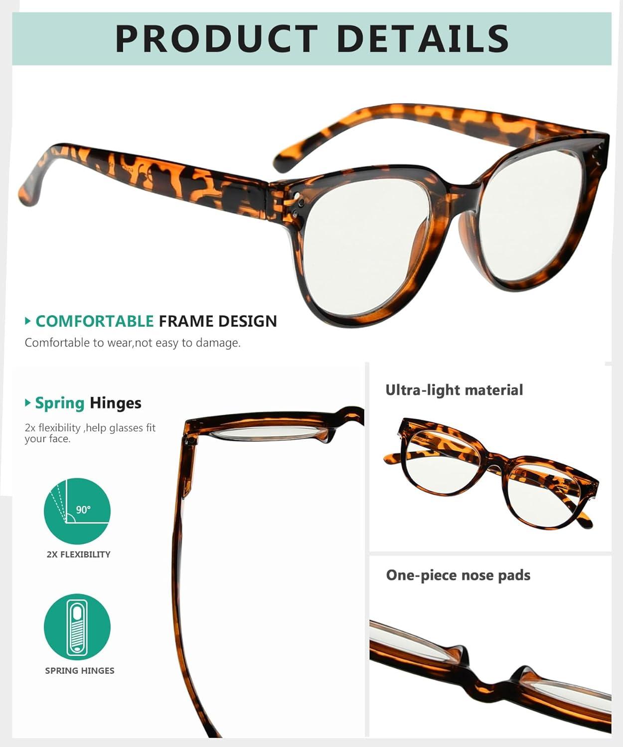 imageEyekepper Blue Light Filter Multifocus Progressive Computer Readers Women  Oversize Noline Trifocal Reading GlassesTortoise