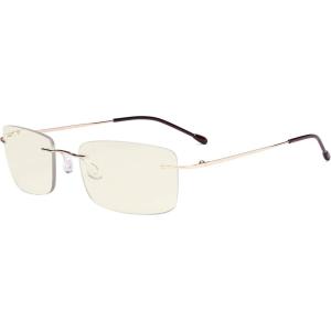 imageEyekepper Rimless Progressive Glasses Multifocus Readers Blue Light Filter Reading Eyeglasses Men WomenGold