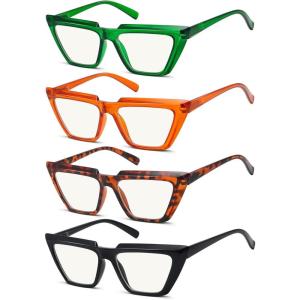 imageEyekepper 4Pack Progressive Multifocus Reading Glasses Blue Light Blocking No Line Multifocal Readers Cat Eye4 Pack Mix Color