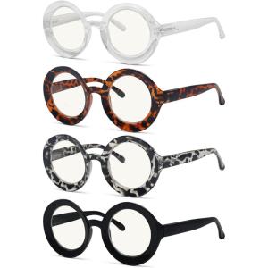 imageEyekepper 4Pack Progressive Multifocus Reading Glasses Blue Light Blocking Round Women No Line Multifocal Readers4 Pack Mix Color