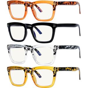 imageEyekepper 4pack Multifocal Reading Glasses Blue Light Blocking Progressive Multifocus Readers Women 1004 Pack Mix Color