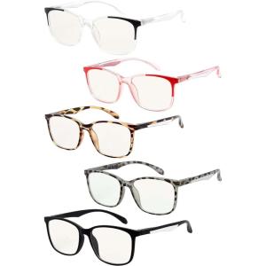 imageEyekepper 5Pack Progressive Multifocus Reading Glasses Blue Light Blocking for Women No Line Multifocal Readers 10X5 Pack Mix Color