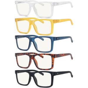 imageEyekepper 5Pack Progressive Multifocus Reading Glasses Large Frame Blue Light Blocking No Line Multifocal Readers5 Pack Mix Color