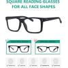 imageEyekepper 5pack Oversized Reading Glasses Square Large Frame Readers for Men and Women 6005 Pack All Black