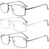 imageEyekepper 3pack Readers Rectangular Spring Temple Large Metal Reading Glasses Men Black 250Mix