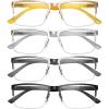 imageEyekepper 4pack HalfRim Reading Glasses Lightweight Metal Rectangle Reader for Men4 Pack Mix Color