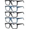 imageEyekepper 5pack Oversized Reading Glasses Square Large Frame Readers for Men and Women 6003 Pack Black and 2 Pack Blue
