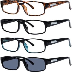 imageEyekepper 4 Pack Comfort Reading Glasses include Reader Sunglasses for Men Reading 0754 Pairs Mix