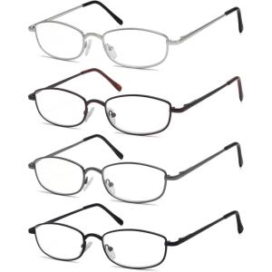 imageEyekepper 4 Pairs Reading Glasses Metal Frame Reader Eyeglasses with Spring Hinges for Men for Women Reading4 Pack Mix Color2