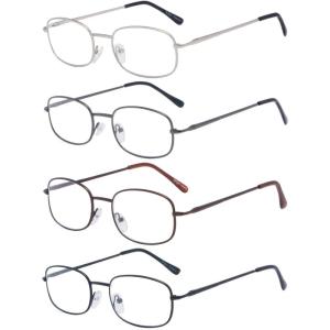 imageEyekepper 4 Pairs Reading Glasses Metal Frame Reader Eyeglasses with Spring Hinges for Men for Women Reading4 Pcs Mix
