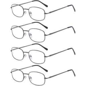 imageEyekepper 4 Pairs Reading Glasses Metal Frame Reader Eyeglasses with Spring Hinges for Men for Women ReadingGunmetal