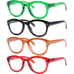 imageEyekepper 4Pack Bifocal Reading Glasses Women Cateye Style Bifocal Readers4pcs Clear Lensmix