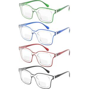 imageEyekepper 4Pack Bifocal Reading Glasses for Women  Ladies Bifocal Readers Double Color Frame4pcs Clear Lensmix