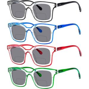imageEyekepper 4Pack Bifocal Reading Glasses for Women  Ladies Bifocal Readers Double Color Frame4pcs Grey Lensmix