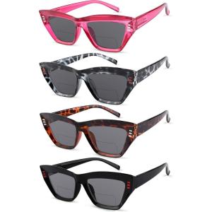 imageEyekepper 4Pack Bifocal Reading Glasses for Women Cateye Bifocal Readers4 Pack Grey Lens Mix Color