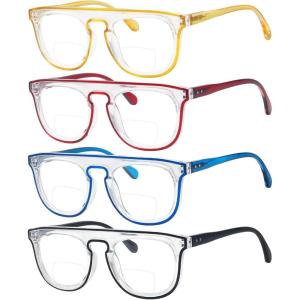 imageEyekepper 4pack Bifocal Reading Glasses Bifocal Readers Double Color4 Pack Clear Lens Mix Color