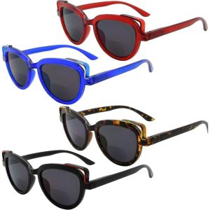 imageEyekepper 4pack Bifocal Reading Glasses Cat Eye Design Bifocal Readers Women4 Pack Grey Lens Mix Color