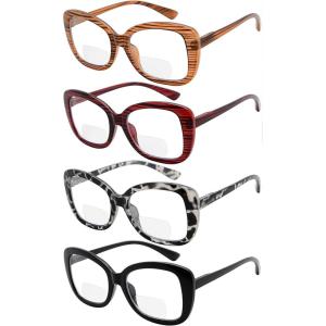 imageEyekepper 4pack Bifocal Reading Glasses for Women  Stylish Ladies Bifocal Readers4 Pack Clear Lens Mix Color