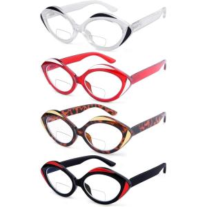 imageEyekepper 4pack Bifocal Reading Glasses for Women Bifocal Readers Oval4 Pack Clear Lens Mix Color