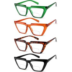imageEyekepper 4pack Bifocal Reading Glasses for Women Bifocal Readers4 Pack Clear Lens Mix Color