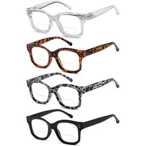 imageEyekepper 4pack Bifocal Reading Glasses for Women Small Bifocal Readers4 Pack Clear Lens Mix Color