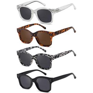 imageEyekepper 4pack Bifocal Reading Glasses for Women Small Bifocal Readers4 Pack Grey Lens Mix Color