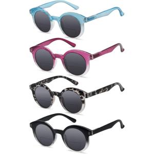 imageEyekepper 4pack Bifocal Reading Glasses for Women Small Round Bifocal Readers4 Pack Grey Lens Mix Color