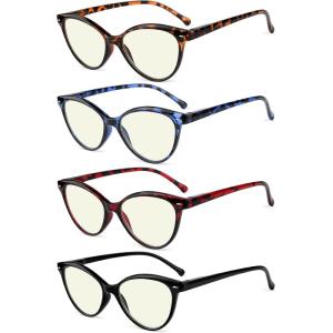 imageEyekepper 4pack Reading Glasses for Women Cateye Readers 100Blue Light Blocking Reading Glasses