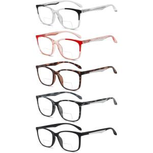 imageEyekepper 5pack Bifocal Reading Glasses for Women Men Bifocal Readers5 Pack Clear Lens Mix Color