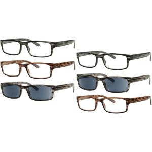 imageEyekepper 6 Pairs Mens Readers Includes Sunglass Reader Spring Hinge Reading Glasses 20125