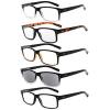 imageEyekepper 5 Pack Reading Glasses for Men Includes Reader Sunglasses Spring Hinges Classic Cheater Glasses 1755 Pairs Mix