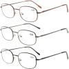 imageEyekepper Metal Frame Spring Hinged Arms Reading Glasses 3 Pair Brown Valupac Metal Readers 1003 Pcs Mix