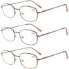 imageEyekepper Metal Frame Spring Hinged Arms Reading Glasses 3 Pair Brown Valupac Metal Readers 100Brown