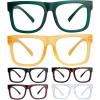 imageEyekepper 5 Pack Large Reading Glasses  Square Readers for Men Women Reading 1256 Pack Mix Color