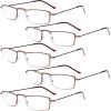 imageEyekepper 5Pack Straight Thin Stamped Metal Frame HalfEye Style Reading Glasses Readers Gunmetal 25Brown