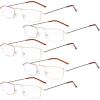 imageEyekepper 5Pack Straight Thin Stamped Metal Frame HalfEye Style Reading Glasses Readers Gunmetal 25Gold