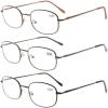 imageEyekepper Metal Frame Spring Hinged Arms Reading Glasses 3 Pair Brown Valupac Metal Readers 1003 Pcs Mix