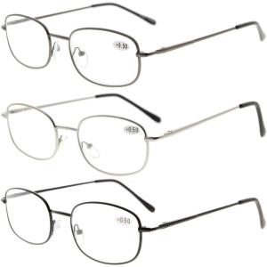 imageEyekepper 3pack Reading Glasses Men Women Metal Full Frame Readers 103 Pcs Mix