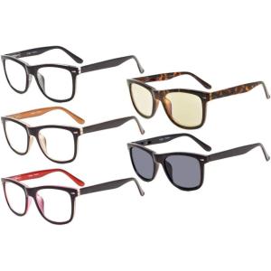 imageEyekepper 4Pack Readers Square Large Lenses SpringHinges Reading Glasses for Men Women 275Mix