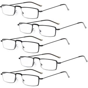 imageEyekepper 5Pack Stainless Steel Frame Halfeye Style Reading Glasses Readers Gunmetal5 Pcs All Black