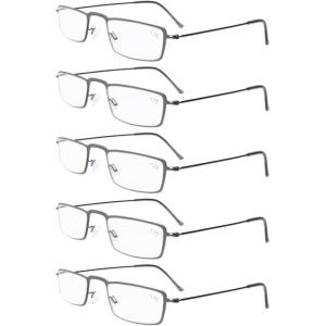 imageEyekepper 5Pack Stainless Steel Frame Halfeye Style Reading Glasses Readers Gunmetal5 Pcs All Gunmetal