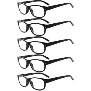 imageEyekepper Classic Reading Glasses for Men 5 Pack Spring Hinges ReadersBlack5pcs