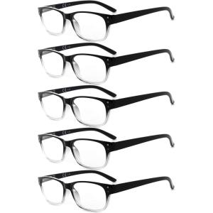 imageEyekepper Classic Reading Glasses for Men 5 Pack Spring Hinges ReadersBlackClear5pcs