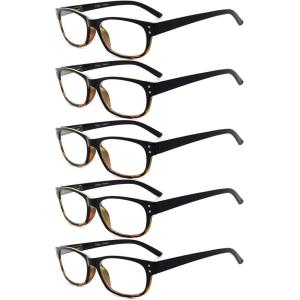 imageEyekepper Classic Reading Glasses for Men 5 Pack Spring Hinges ReadersBlackYellow5pcs