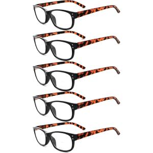 imageEyekepper Classic Reading Glasses for Men 5 Pack Spring Hinges ReadersDemi Arm5pcs