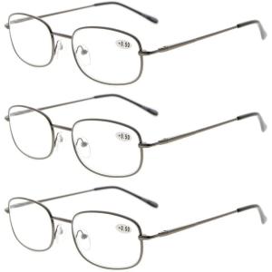 imageEyekepper Metal Frame Spring Hinged Arms Reading Glasses 3 Pair Valupac Metal Readers BlackGunmetal