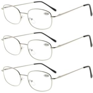 imageEyekepper Metal Frame Spring Hinged Arms Reading Glasses 3 Pair Valupac Metal Readers BlackSilver